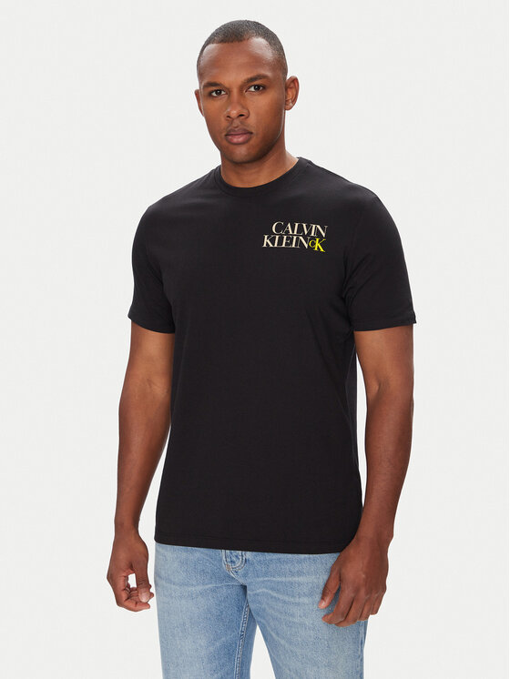 Calvin Klein Jeans Męski T-Shirt, rozmiar L, Czarny, LV04RC844G