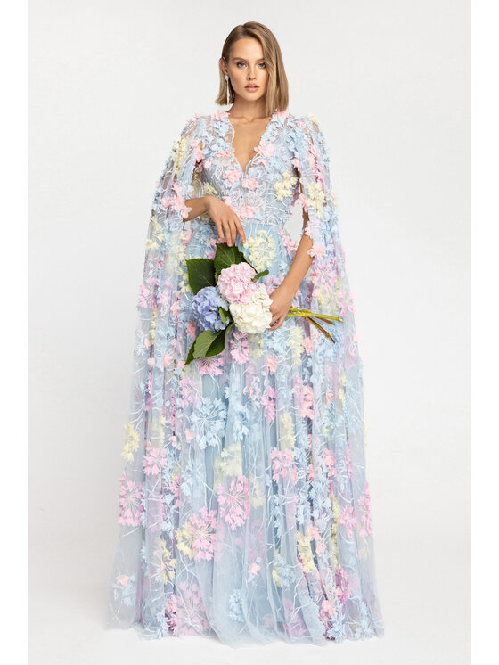 MATSOUR'I MATSOUR'I Sukienka elegancka Hortensia Maxi Niebieski A-Line Fit