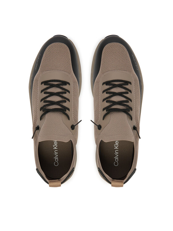 Calvin Klein Calvin Klein Sneakersy Chunky Runner Lace Up Sock Knit YM0YM01457 Hnedá