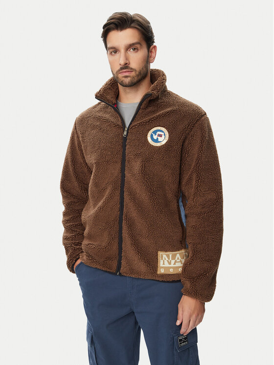 Napapijri Napapijri Felpa di pile T-Archive NP0A8APE Marrone Relaxed Fit