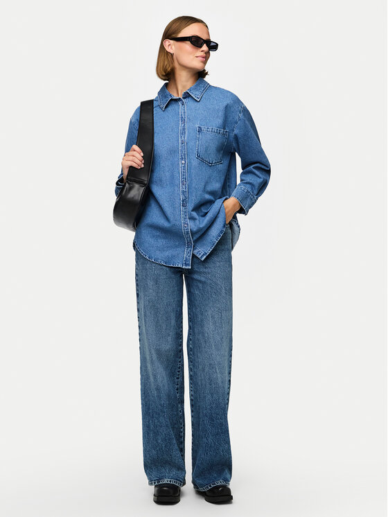Pieces Pieces Jeans srajca 17150991 Modra Oversize