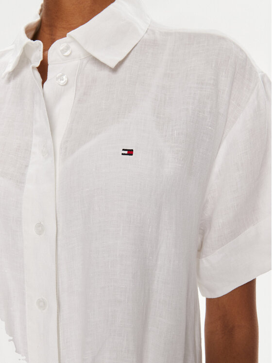Tommy Hilfiger Tommy Hilfiger Φόρεμα πουκάμισο WW0WW41911 Λευκό Relaxed Fit