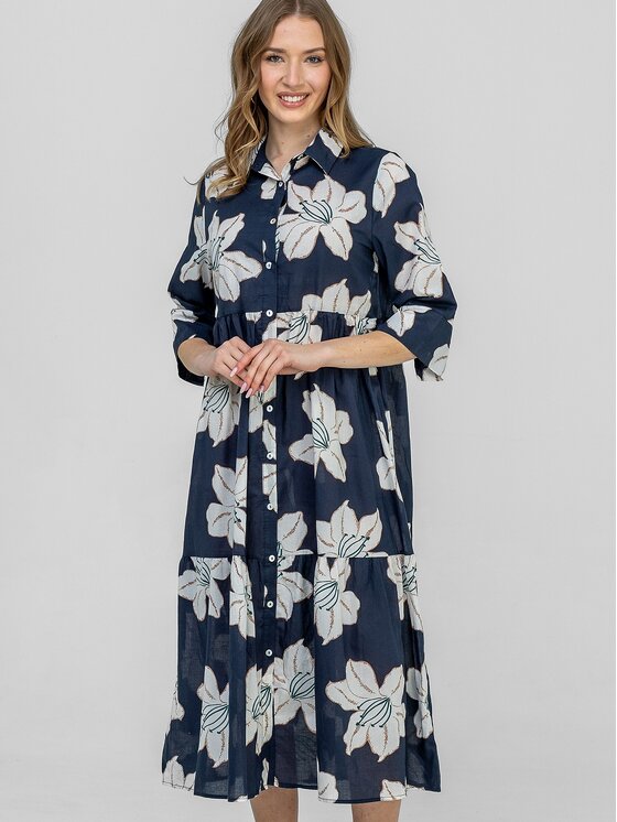 Perso Perso Sukienka letnia RBE266266F Granatowy Regular Fit