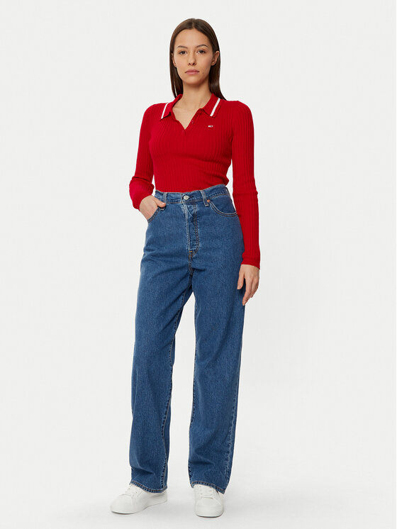 Tommy Jeans Tommy Jeans Sweter DW0DW19887 Czerwony Slim Fit