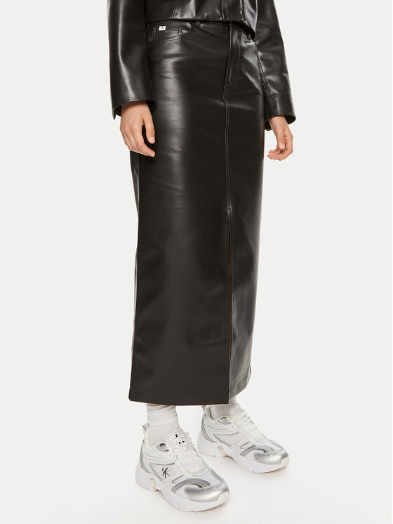 Calvin Klein Jeans Calvin Klein Jeans Fustă din imitație de piele J20J223547 Negru Regular Fit