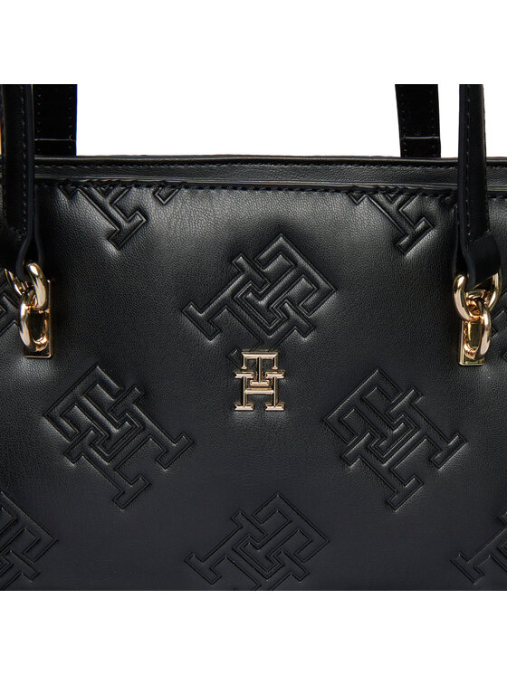 Tommy Hilfiger Handtasche Th Refined Tote Mono AW0AW15726 Schwarz 