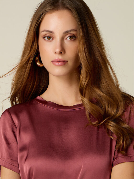 Oltre Oltre Bluzka 2080R003175N016 Bordowy Regular Fit