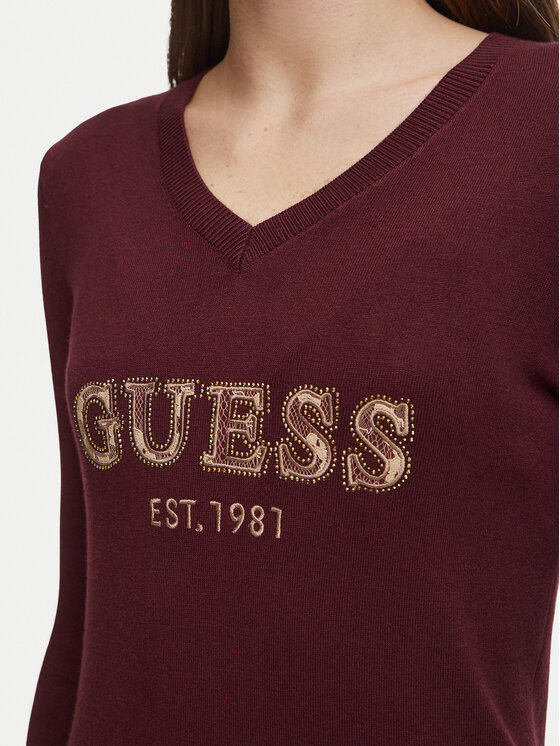 Guess Guess Pulover W6BR55 Z1456 Bordo rdeča Regular Fit