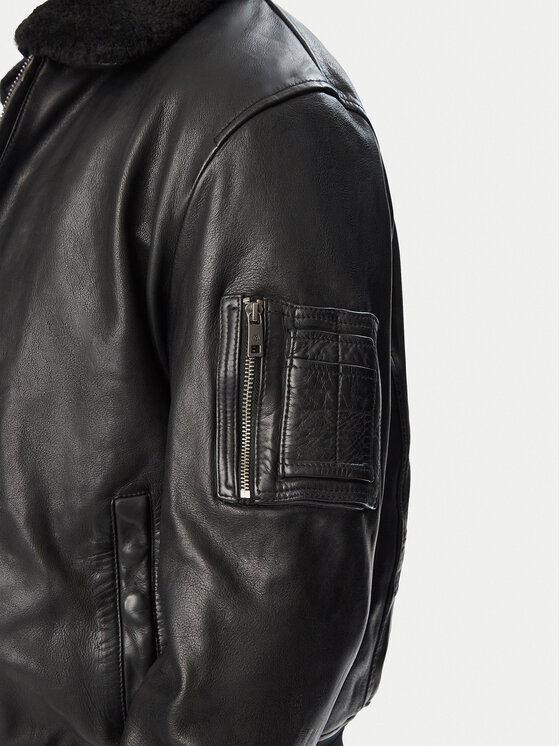 Milestone Milestone Кожено яке MS Tom 631089 21070 Черен Regular Fit
