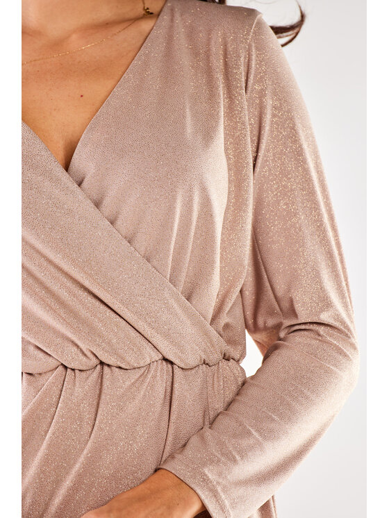 Awama Awama Večerní šaty A548 Béžová Basic Fit