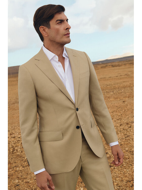 Lancerto Lancerto Garnitur Percoto GA073125000005 Beżowy Slim Fit