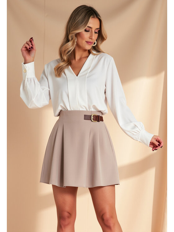 FIGL FIGL Mini sukňa M1157 Béžová A-Line Fit