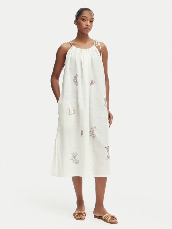 Iconique Rochie de vară Ava IC26-017 Écru Relaxed Fit