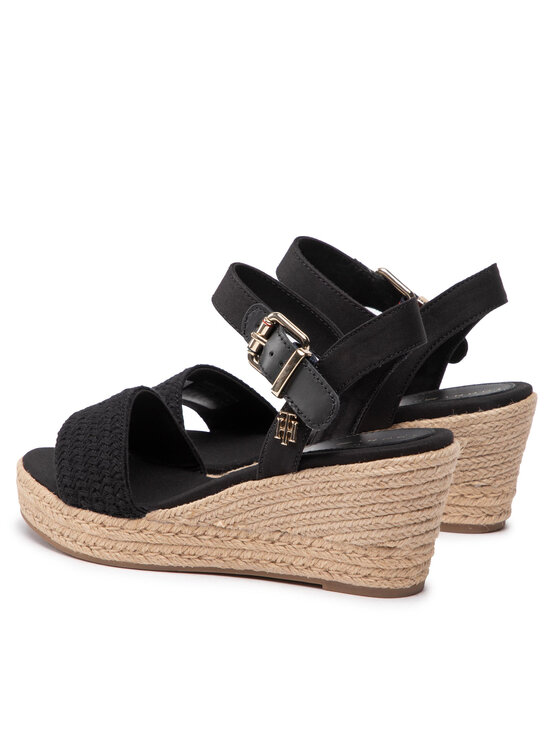 Tommy Hilfiger Tommy Hilfiger Espadrilles Th Textured Low Wedge Sandal FW0FW06555 Melns
