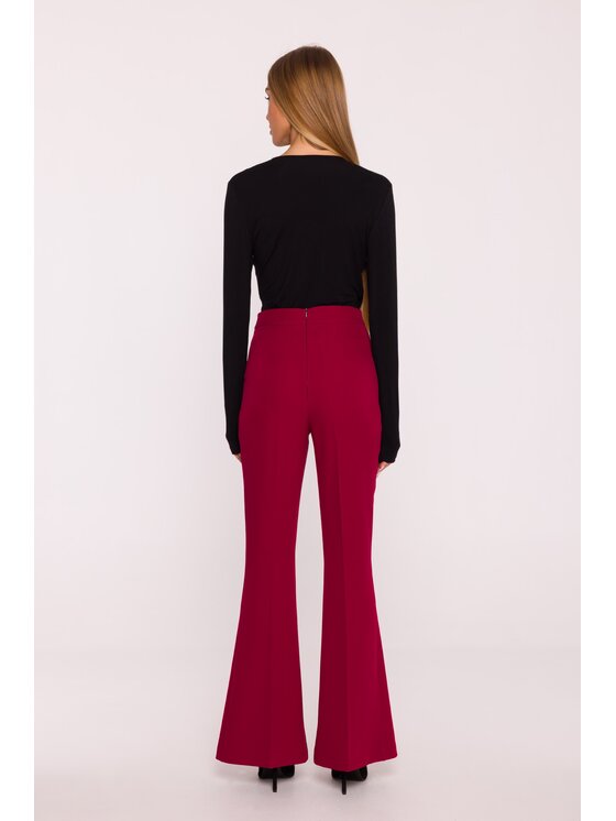 Made of Emotion Made of Emotion Spodnie materiałowe M874 Bordowy Wide Leg