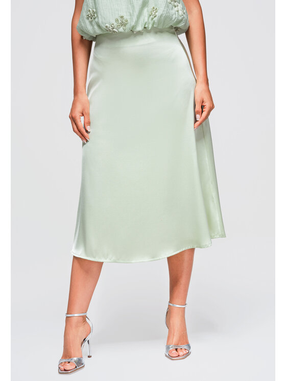 Ombre Ombre Spódnica midi OW-GL-E0011 Zielony Regular Fit