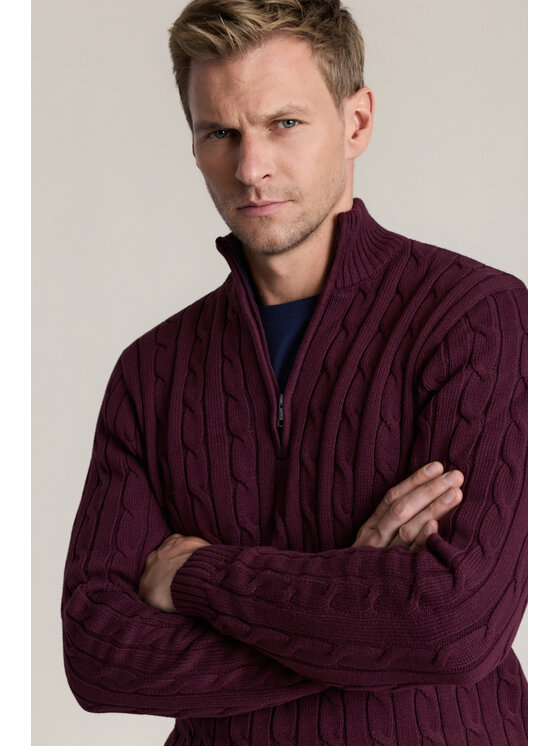 Lancerto Lancerto Sweter Joseph SW000211555970 Bordowy Regular Fit
