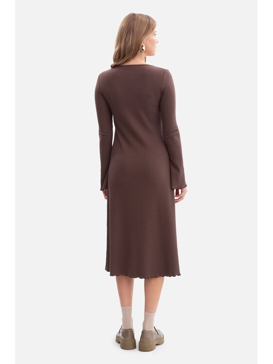 BeWear BeWear Sukienka dzianinowa b308 Brązowy Baggy Fit