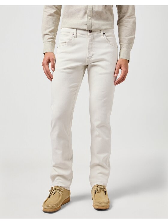 Wrangler Wrangler Spodnie materiałowe GREENSBORO Biały Straight Fit