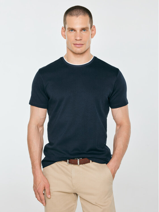 BIG STAR BIG STAR T-Shirt MICEL Granatowy Basic Fit