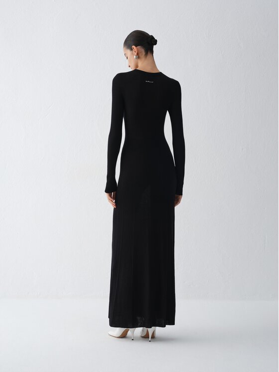 La Mania La Mania Sukienka dzianinowa SHIVAN Czarny Slim Fit