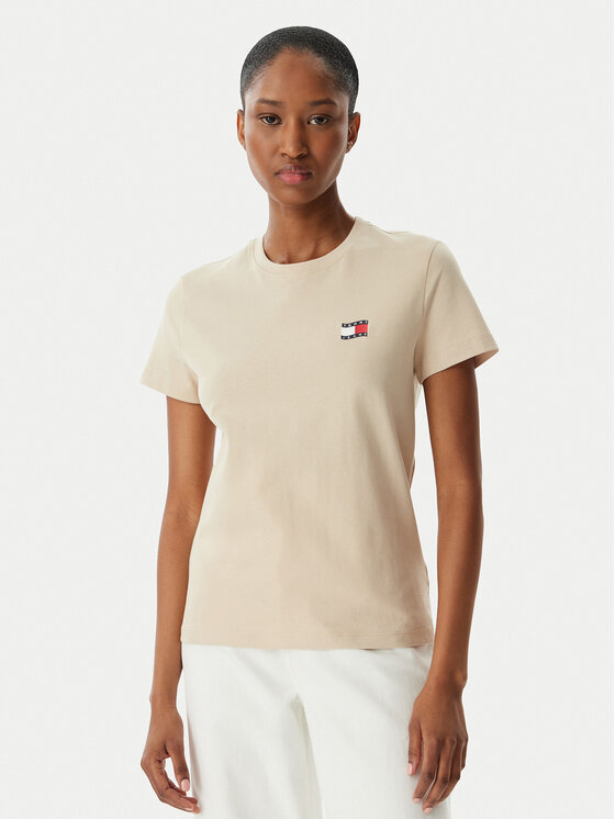 Tommy Jeans Tommy Jeans T-Shirt Wavy Flag DW0DW22274 Světle béžová Regular Fit