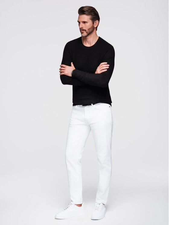 Ombre Ombre Sweter OM-SWSW-0181 Czarny Slim Fit