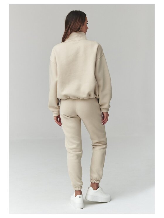 Makadamia Makadamia Dres A13 Beżowy Loose Fit