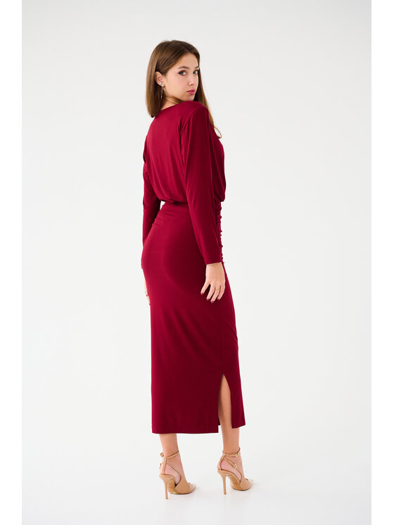 Leimann Leimann Sukienka koktajlowa Andrea Bordowy Slim Fit