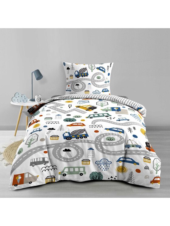 MIAhome MIAhome Komplet pościeli dziecięcej AUTOSTRADA 140 x 200 cm Kolorowy