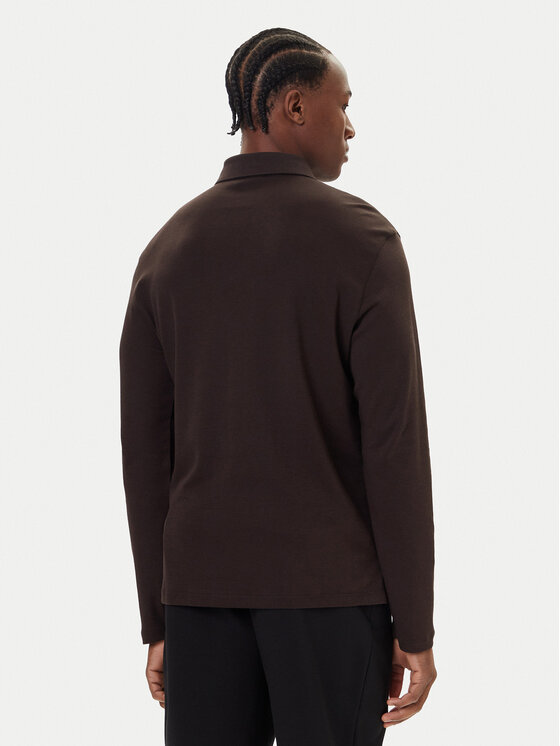 Calvin Klein Calvin Klein Тениска с яка и копчета LV040EM909 Кафяв Regular Fit