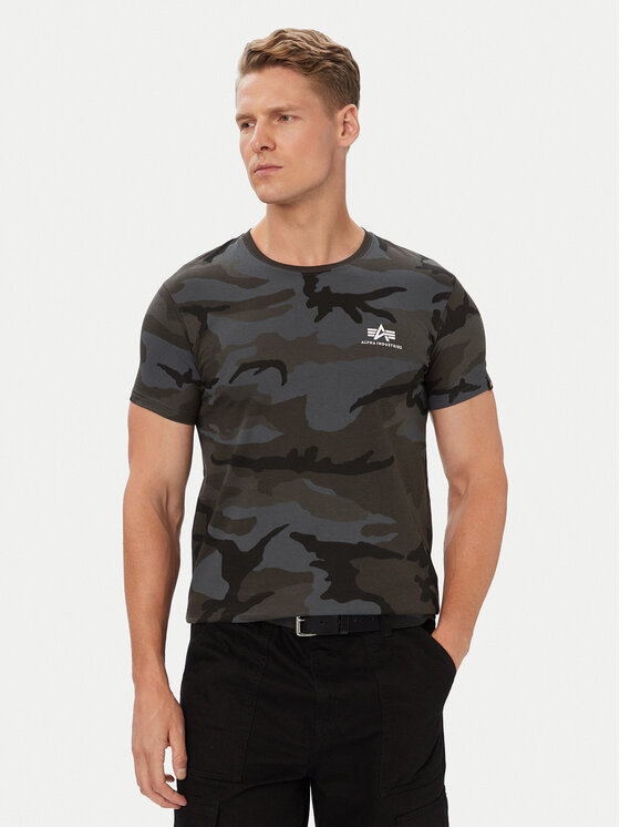 Alpha Industries Majica Basic T Small Logo Camo 188505C Siva Regular Fit