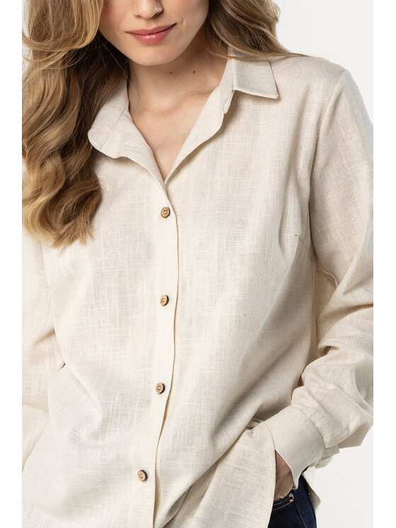 Awama Awama Koszula A768 Beżowy Basic Fit