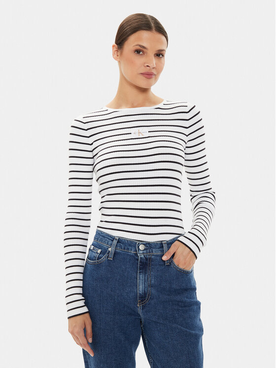 Calvin Klein Jeans Calvin Klein Jeans Pulover J20J223611 Bela Slim Fit
