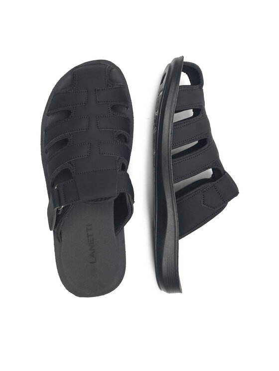 Lanetti Lanetti Pantoletten MSS20505-03 Schwarz