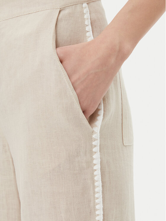 ICONA ICONA Kalhoty z materiálu RP5LE005 Béžová Relaxed Fit