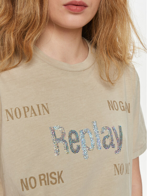 REPLAY Replay Тишърт W3072A.000.22658M Бежов Regular Fit