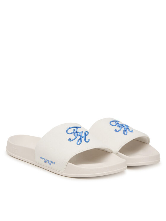 Tommy Hilfiger Tommy Hilfiger Šľapky Logo Embroidery Canvas Pool Slides FM0FM05858 Biela