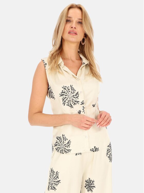 Perso Perso Blúzka CHCE243778F Béžová Regular Fit