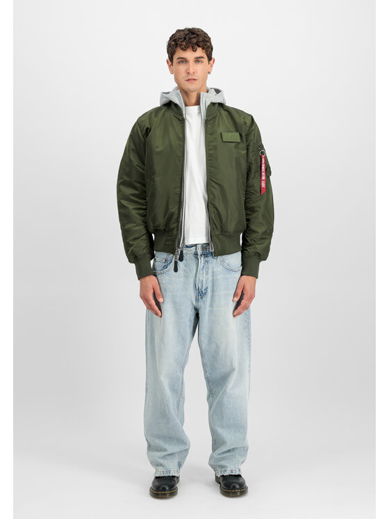 Alpha Industries Alpha Industries Kurtka bomber MA-1 D-Tec Hood Bomber Jacket Zielony Slim Fit