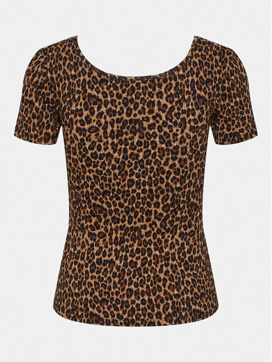 Pieces Pieces T-Shirt Kitte 17148392 Brązowy Slim Fit