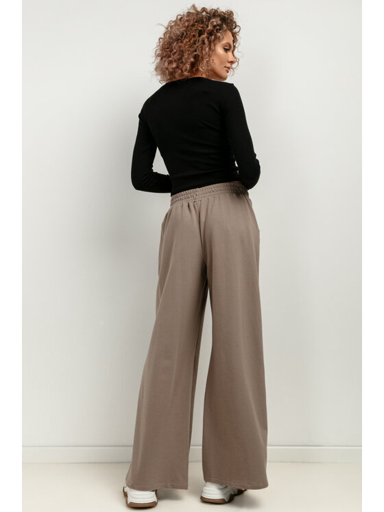 Tessita Tessita Spodnie dzianinowe T413/6/XL Brązowy Wide Leg