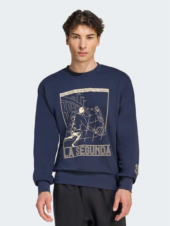 adidas adidas Bluza Real Madrid Heritage Crew Niebieski jasny Regular Fit