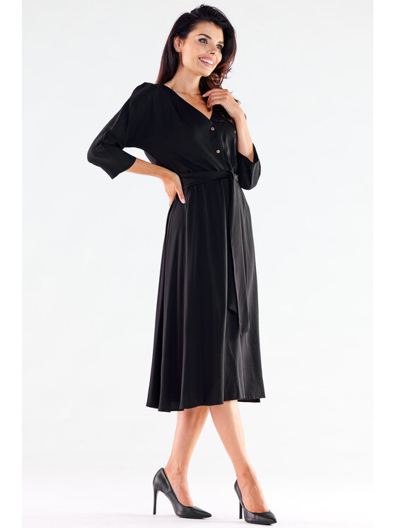 Awama Awama Sukienka letnia A522 Czarny Basic Fit