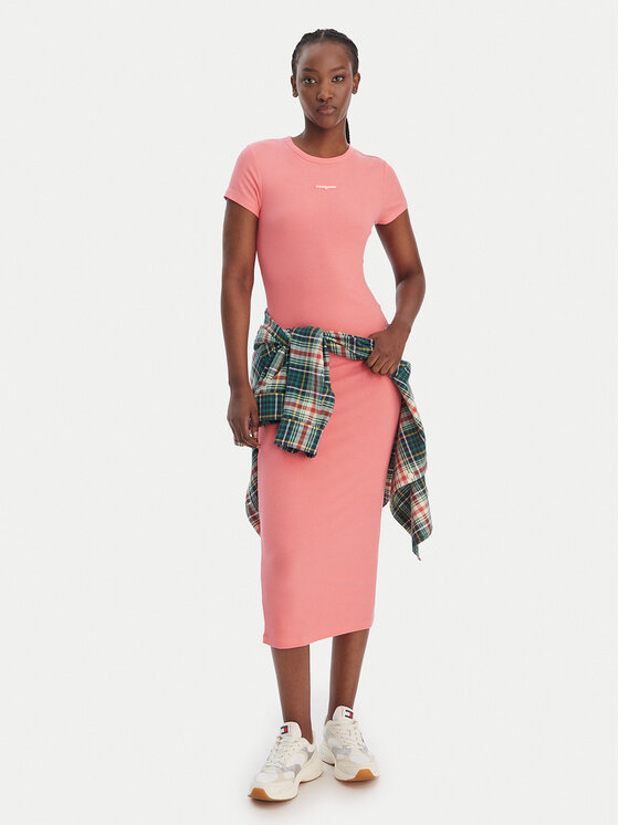 Tommy Jeans Tommy Jeans Kleid für den Alltag DW0DW22339 Rosa Slim Fit