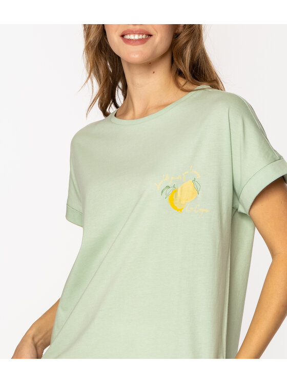 Lee Cooper Lee Cooper T-Shirt LEMON FRUIT 1145 Zielony Relaxed Fit