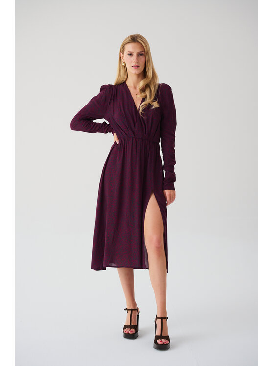 ROSE AVENUE ROSE AVENUE Sukienka codzienna SUKIENKA VALERIA ŁĄCZKA Bordowy Regular Fit