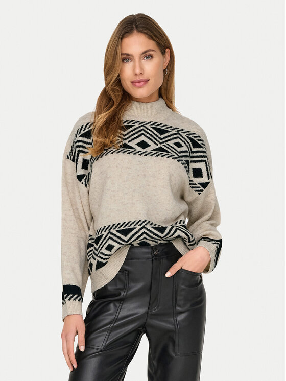 ONLY ONLY Bluză cu gât Victoria 15321179 Bej Regular Fit