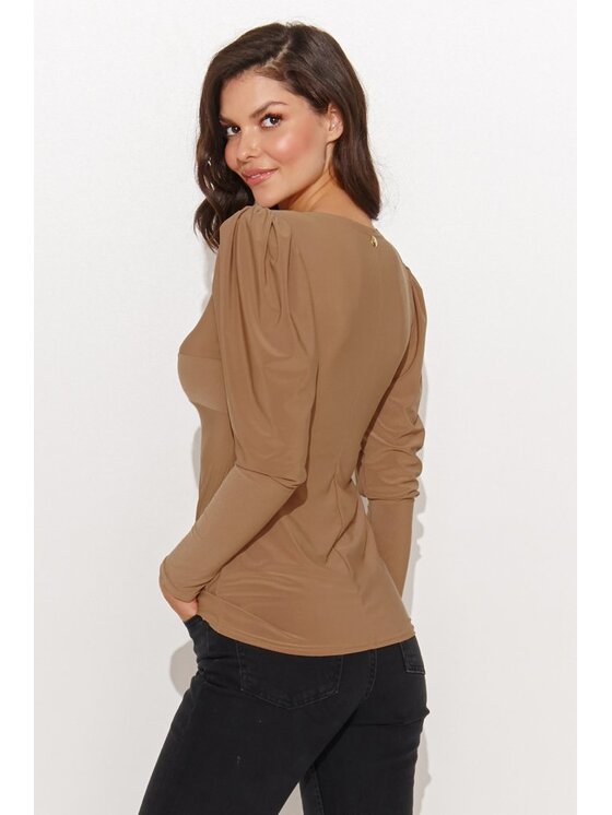 Numinou Numinou Bluzka NU461 Brązowy Regular Fit