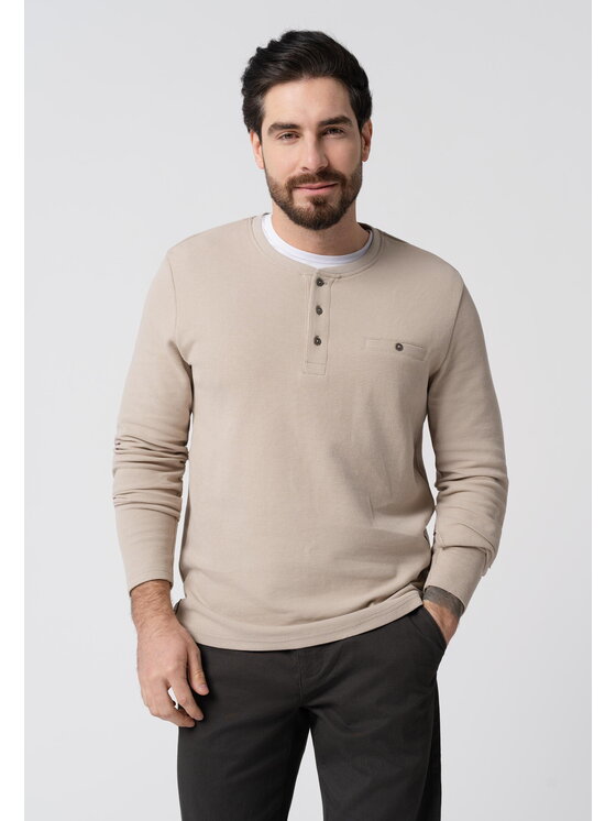 Volcano Volcano Longsleeve L-FENCH Beżowy Regular Fit